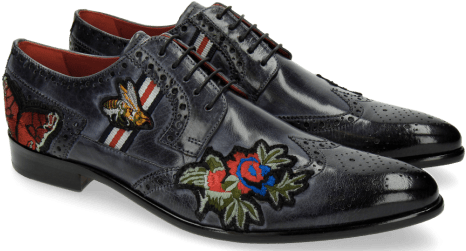 Derby Shoes Toni 30 Moroccan Blue Patch Flower Bee - Toni 8 (477x477), Png Download