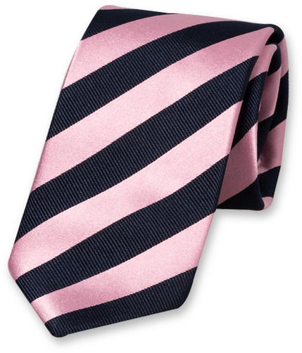 Pink/dark Blue Striped Tie - Necktie (524x524), Png Download