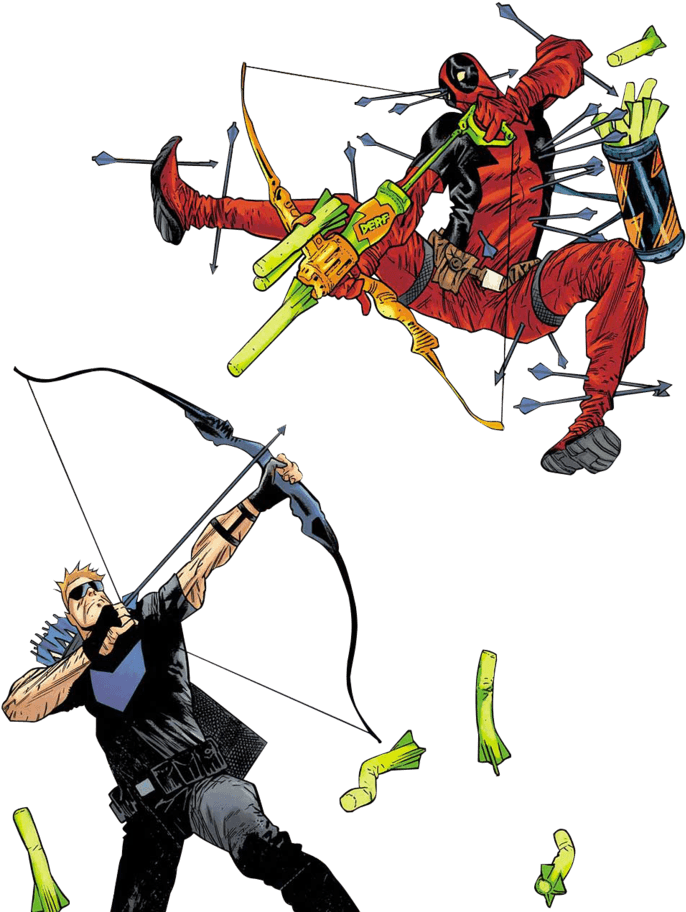 Hawkeye Deadpool Render By Franky4fingersx2 On Deviantart - Hawkeye Vs Deadpool (718x1113), Png Download
