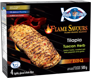Flame Savours® Tuscan Herb Tilapia - High Liner Flame Savours (400x339), Png Download
