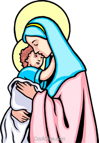 Virgen Y El Niño Libres De Derechos Ilustraciones De - Mary Mother Of God Drawings (334x480), Png Download