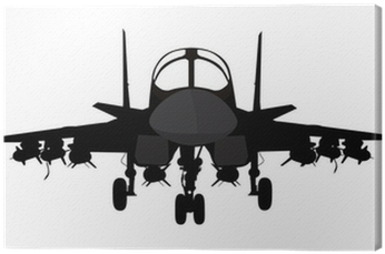 Fighter-bomber Aircraft Vector Silhouette Canvas Print - Adesivo Parede Aviões E Caças (400x400), Png Download