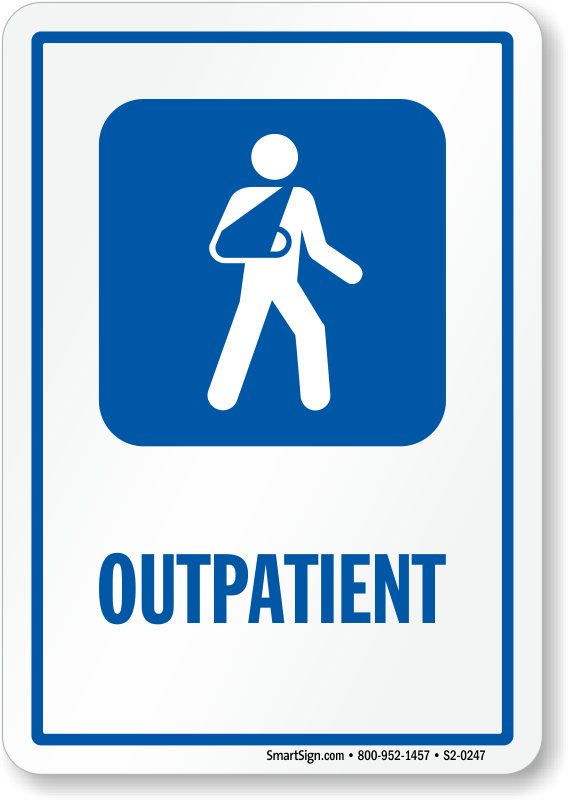 Outpatient Hospital Sign With Fractured Hand Man Symbol - Hospital Sign Symbol (568x800), Png Download