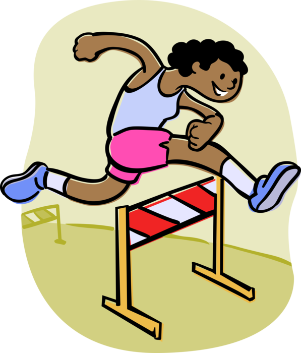 Boy Jumping Hurdle Royalty Free Vector Clip Art Illustration - Clipart Of Athletes (407x480), Png Download