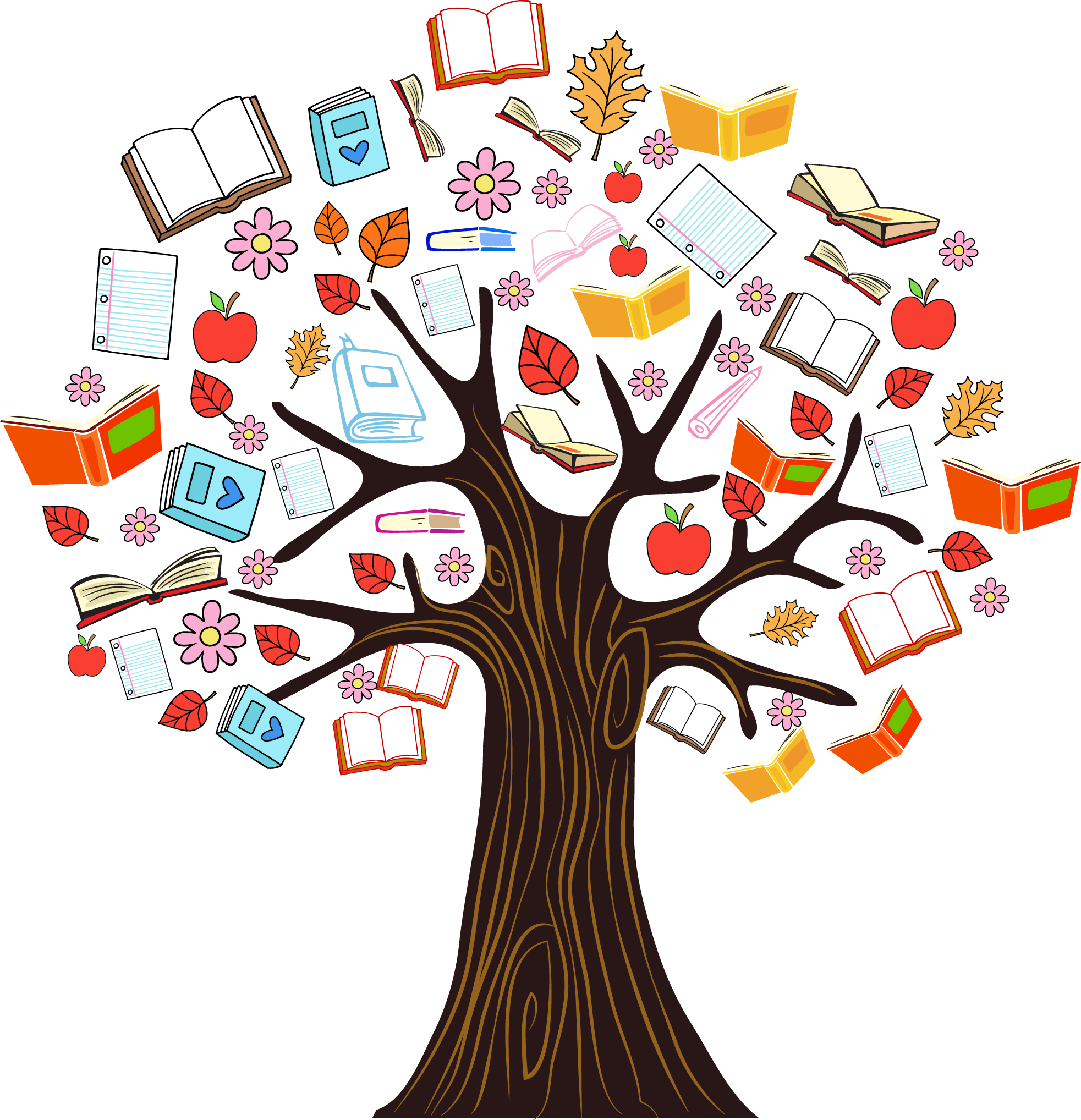 Book Tree Reading Clip Art - مبادرة القراءة والحساب (1965x2036), Png Download