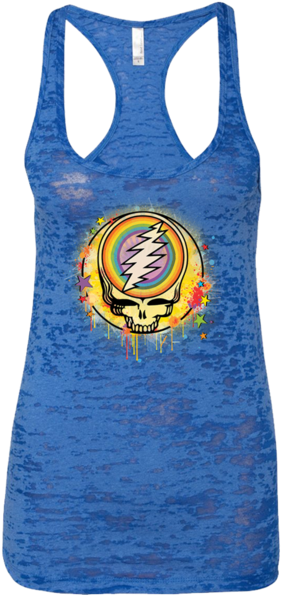 Grateful Dead Rainbow Splatter Stealie Women's Burnout - Stay Beautiful Racerback Tank Summer Tank Women Tank (550x550), Png Download