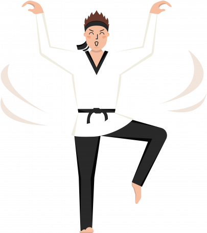Karate Boy Standing Illustration Color Graphic By Pixel - Cartoon (456x456), Png Download