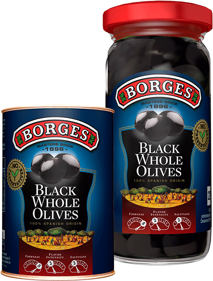 Borges Whole Black Table Olives Aceitunas Negras Con - Aceitunas Negras Sin Hueso (487x600), Png Download