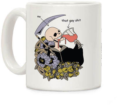 Skeleton Drinking Wine Coffee Mug - Skeleton Drinking Wine (484x484), Png Download