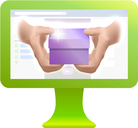 Hands Holding Purple Box Toward Customer For Marketing - Marketing (720x670), Png Download