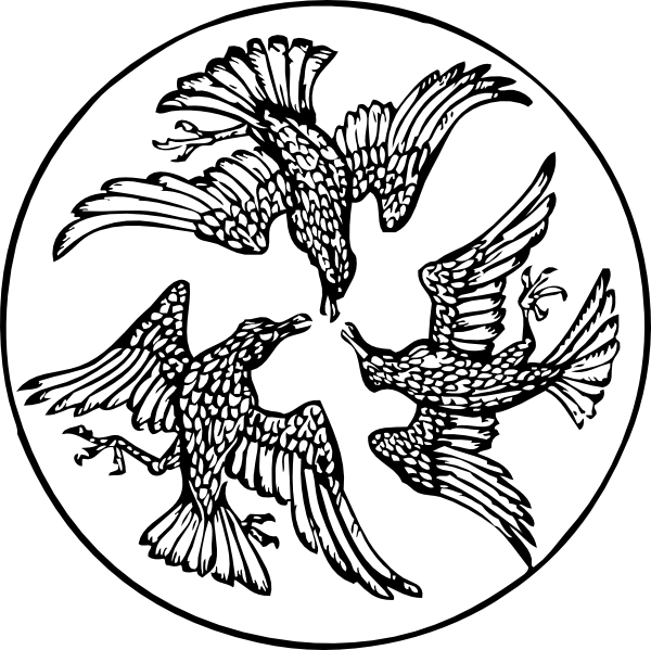 Original Png Clip Art File Three Birds In A Circle (600x599), Png Download