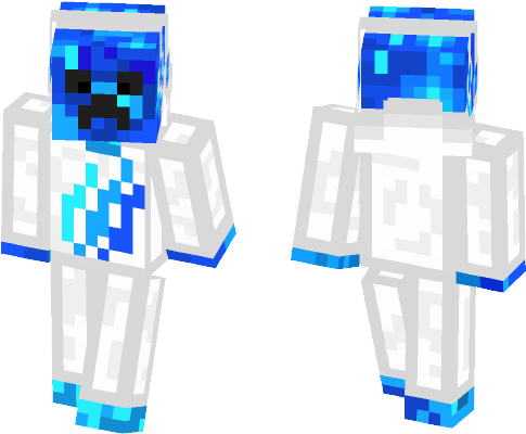 Blue Creeper With White Flame Shirt - Skin (584x497), Png Download