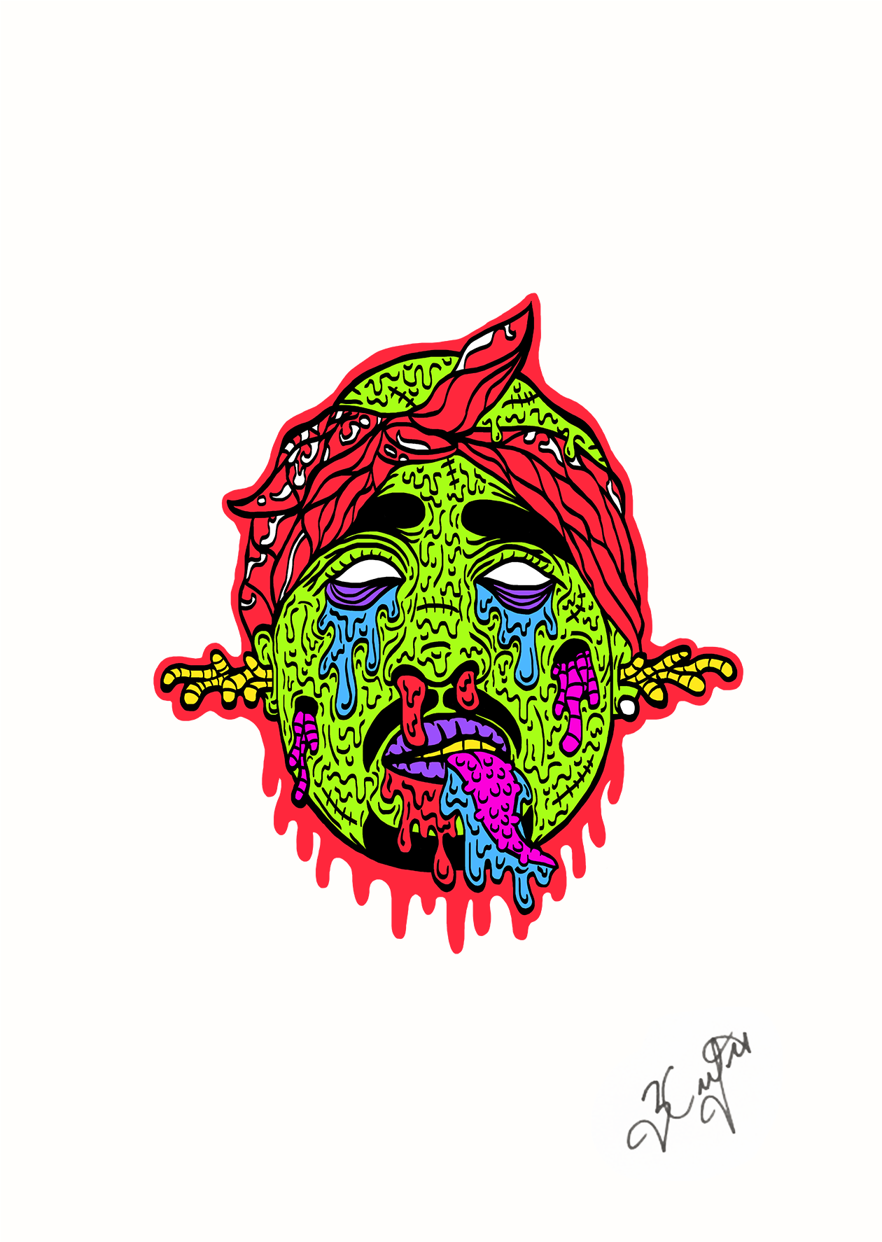 Zombie Tupac Shakur A3 Print - Ap Rocky Signature Transparent (2000x2000), Png Download