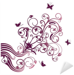 Purple Flower And Butterfly Corner Ornament Sticker - Green Butterfly Border (400x400), Png Download