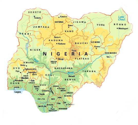 Nigeria-map - - Map Of Nigeria (537x484), Png Download