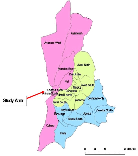 Map Of Anambra State, Nigeria Showing The Study Area - Map Of Anambra State Nigeria (550x619), Png Download