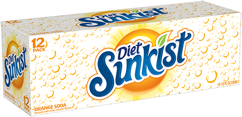 Diet Orange - Diet Sunkist Orange Soda, 12 Fl Oz Cans, 12 Pack (500x248), Png Download