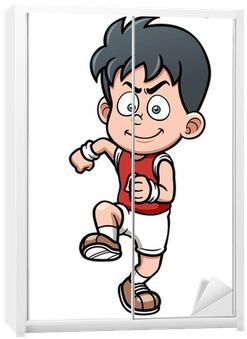 Vector Illustration Of Runner Boy Wardrobe Sticker - Illustration (400x400), Png Download