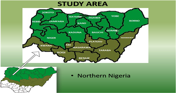 Map Of Nigeria Showing The Study Area - Atlas (903x309), Png Download