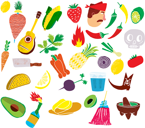 Awesome, Flat Ui Style Illustrations Meet Bright Fluorescent - Diseño Mexicano Png (600x453), Png Download