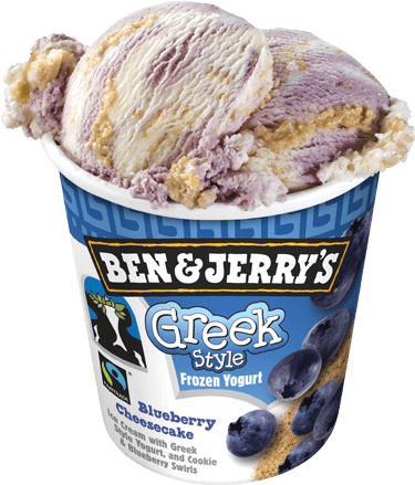 Ben & Jerry's Greek Style Blueberry Cheesecake - Ben And Jerrys Frozen Yogurt, Greek, Banana Peanut (374x479), Png Download
