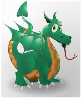 Drago Cucciolo Cartoon Baby Dragon Vector Poster • - Dragon (400x400), Png Download
