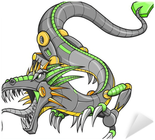 Green Robot Cyborg Dragon Vector Illustration Art Sticker - Cyborg (400x400), Png Download