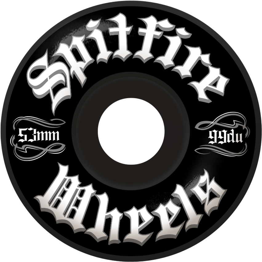 Spitfire Wheels Por Vida 99du 53mm Black - Spitfire Wheels Por Vida Black Skateboard Wheels - (900x900), Png Download