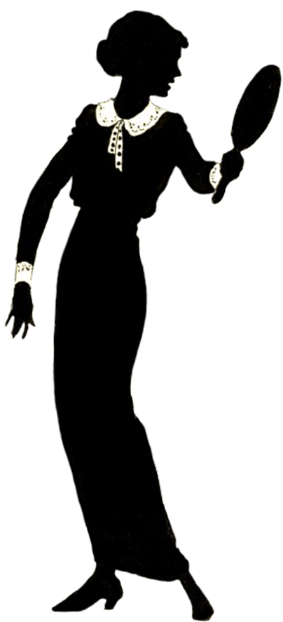 Woman Looking In The Mirror Silhouette (452x886), Png Download