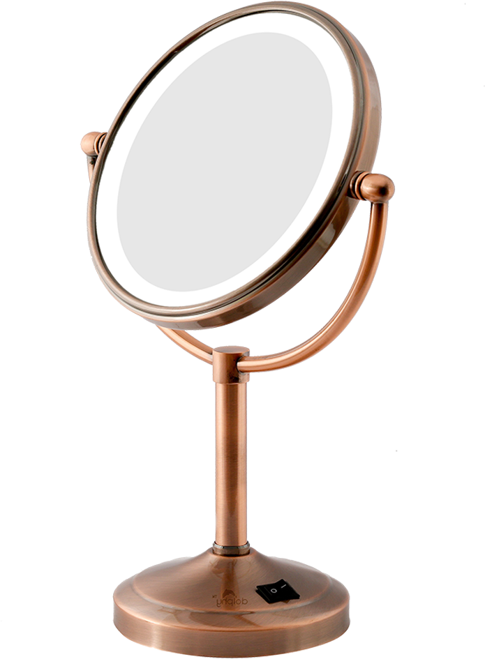 Copper 5x Magnification Led Tabletop Shaving & Makeup - Makeup Mirror (800x997), Png Download