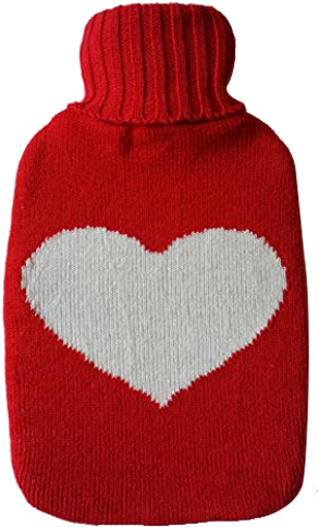 Warm Tradition Big Heart Knit Hot Water Bottle Cover- - Water (348x500), Png Download