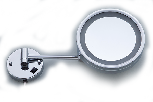 Dolphy Silver One Sided 5x Led Magnifying Shaving & - Lubnm-bathroom All Brass Cosmetic Mirror Led Cosmetic (600x400), Png Download