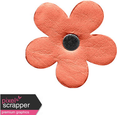 Leather Flower Orange - Digital Scrapbooking (456x456), Png Download