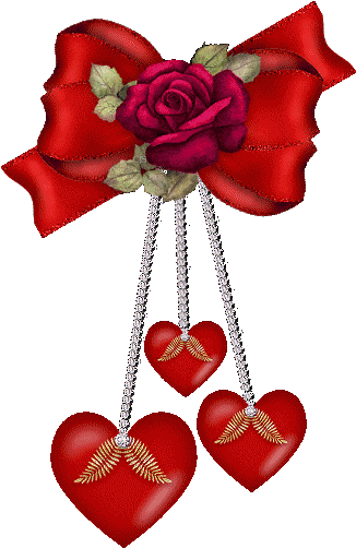 3 Ruby Red Hearts Dangling Together - Ur Welcome (350x550), Png Download