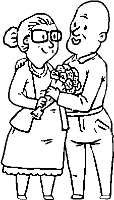 Dibujo De Abuelos Enamorados Para Colorear - Desenho De Avos Colorido (600x470), Png Download