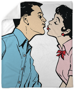 Pareja De Enamorados Besandose Plush Blanket • Pixers® - Couple Illustration (400x400), Png Download
