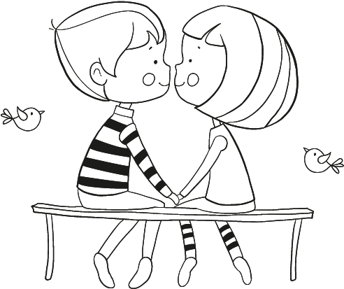 Imágenes De Enamorados En Dibujos - Disegno Coppia Innamorati (600x470), Png Download