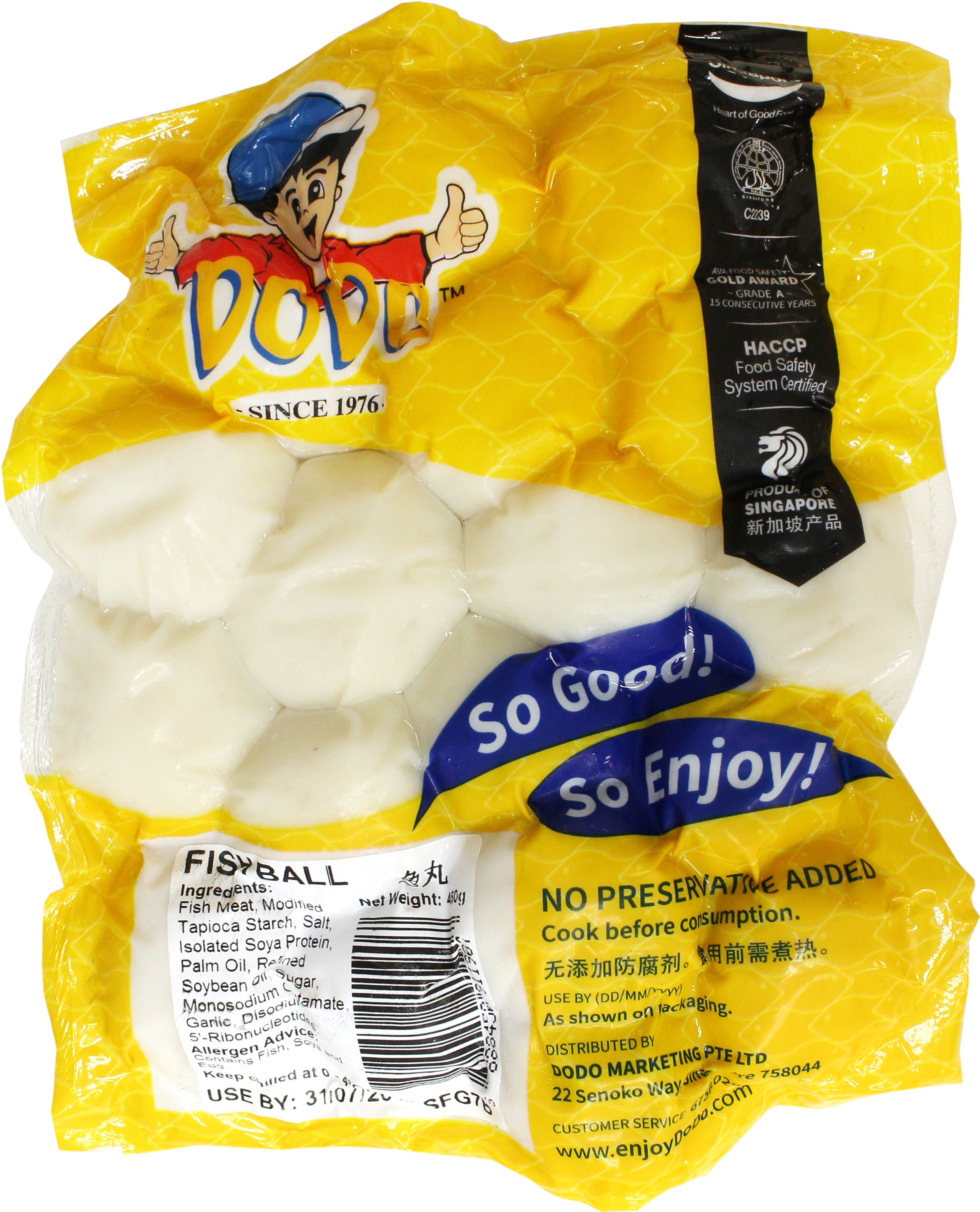 Cooked Fish Ball 450gm - Dodo Fish Soy 125g (2577x3168), Png Download
