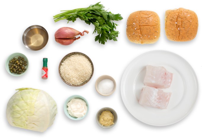 Crispy Fish Sandwiches With Coleslaw & Homemade Tartar - Tartar Sauce Top View (700x477), Png Download