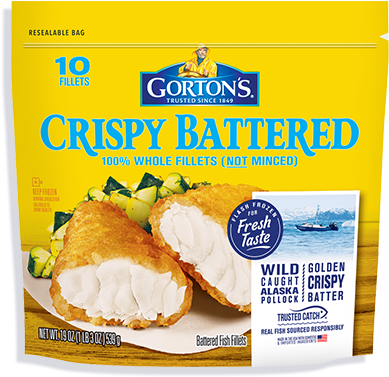 Crispy Battered Fish Fillets - Gorton's Simply Bake Salmon, Roasted Garlic & Butter (420x420), Png Download
