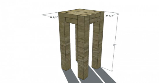 Free Woodworking Plans To Build A Crate & Barrel Inspired - Diy 4x4 Bar Stool (550x288), Png Download