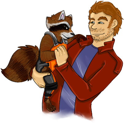 Rocket Ringtail Raccoon - Rocket X Peter Quill (499x453), Png Download