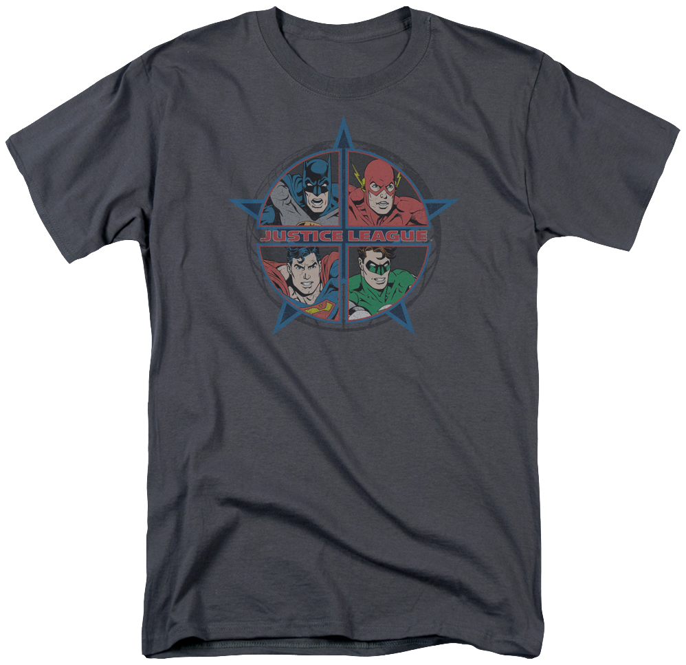 Four Heroes Justice League Shirt - Juniors: Justice League America-four Heroes (998x967), Png Download