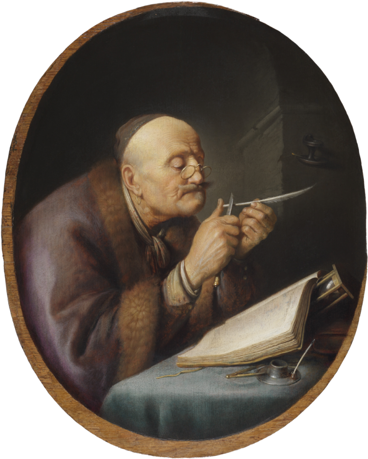 Scholar Sharpening His Quill (768x964), Png Download