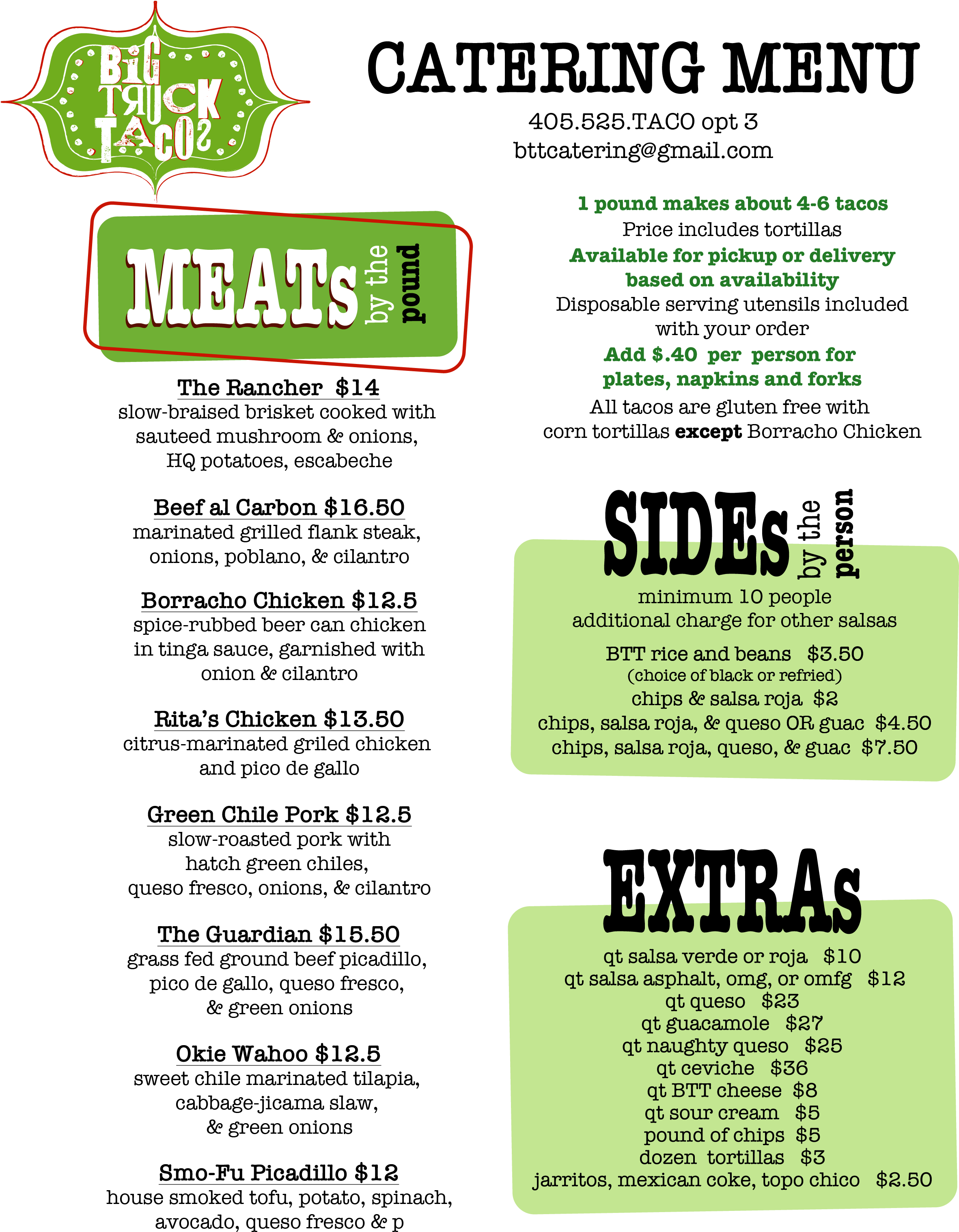 Big Truck Tacos Menu (2362x3042), Png Download