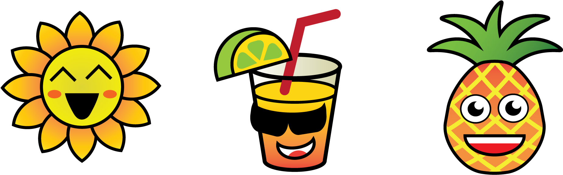 Showcase - Summer Emojis (2181x882), Png Download