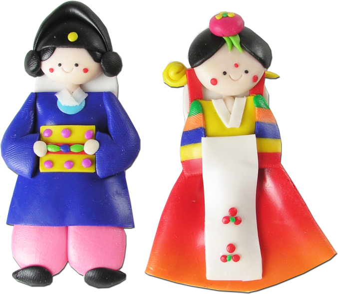 Memo Holder Pair Of 10 Pcs 04 - 10pairs(20pcs) Korean Doll Fridge Magnets Hanbok Couple (700x611), Png Download