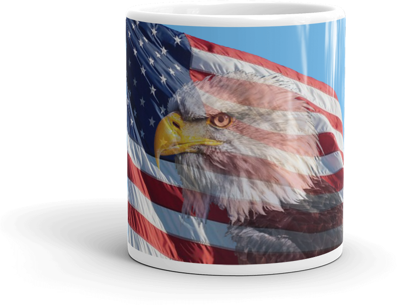 Usa Flag With Bald Eagle - Premium Textil-leinwand 75 Cm X 50 Cm Quer Weißkopfseeadler (1000x1000), Png Download
