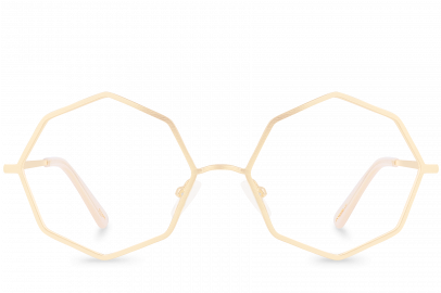 Front View Of Prism Oval Glasses Made From Gold Metal - Gold (500x270), Png Download