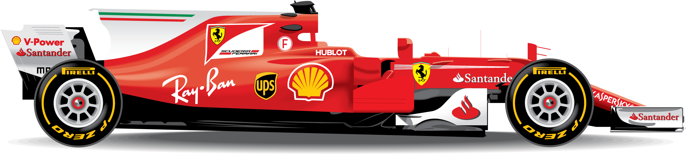 2nd Place - Coche De Formula Uno Ferrari (2400x600), Png Download